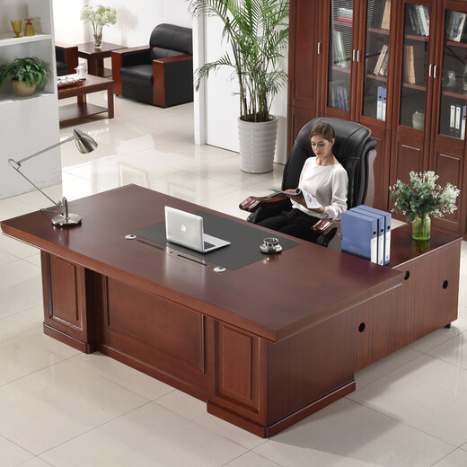 Yusong (YUSONG) Beijing Office Furniture Paint Executive Desk Boss Desk Executive Desk Supervisor Desk Manager Desk President's Desk 2.0 meters with wood veneer, main table + deputy table + small cabinet)