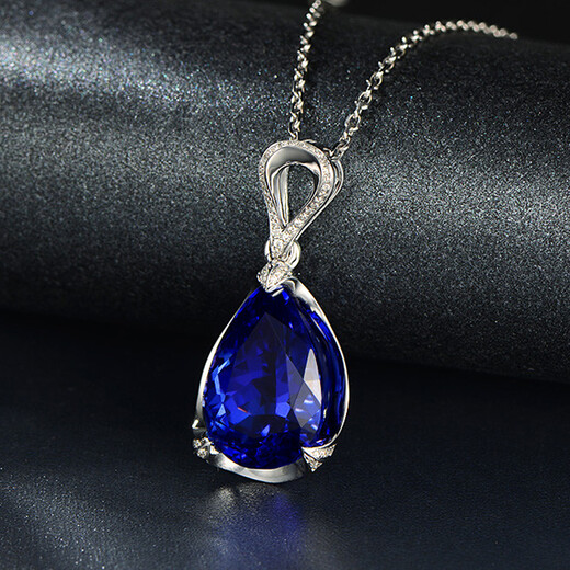 Millais Jewelry 5A grade tanzanite pendant 18K gold pendant set with diamonds women's pendant colored gemstone pear-shaped necklace gift 4.37 carats without chain