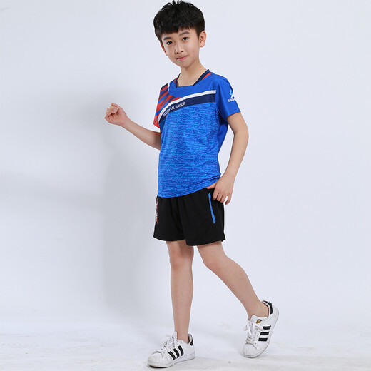 Quick-drying children's badminton suits for boys and girls short-sleeved summer primary and secondary school students table tennis uniforms training uniforms team sportswear competition team uniforms running clothes shorts group purchase printing children's clothing 3880 blue (same style for men and women) adult code (please consult customer service)