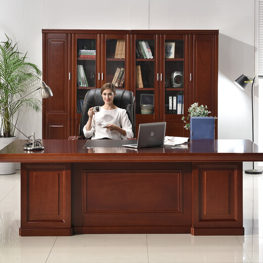 Yusong (YUSONG) Beijing Office Furniture Paint Executive Desk Boss Desk Executive Desk Supervisor Desk Manager Desk President's Desk 2.0 meters with wood veneer, main table + deputy table + small cabinet)