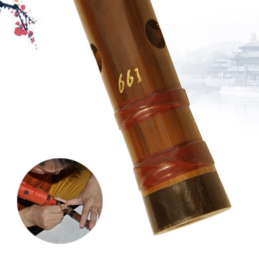 
Mr. Guanzi flute Mr. Guanzi professionally performs the refined double insert two-section bitter bamboo flute horizontal flute instrument for beginner grade children D tune
