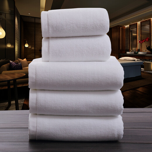 Bingxingmeng pure cotton white towel wholesale hotel beauty salon thickened Baotou cotton custom logo water-absorbent white towel hotel exclusive 21 shares 120g 34*75