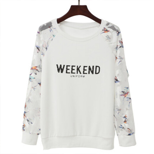 JOYOFJOY2020 Autumn Women's Korean Style Casual Hollow Long Sleeve T-Shirt Women's Printed Loose Top JWTC186146 Long Sleeve White M