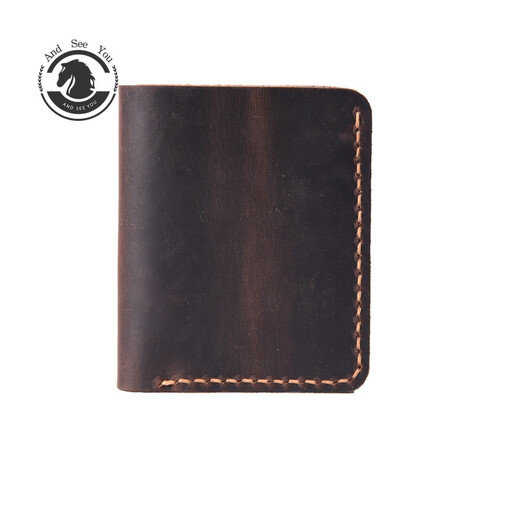 Andseeyou Marke handgefertigtes verrückter Pferde Leder Brieftasche Herren Kurzes Geld Chuck Schicht Cowide Kartentasche ID Echt Leder Brieftasche Vertikal