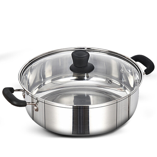Guangdong Kaide Stainless Steel Thickened Soup Cooker Gas Induction Cooker Universal Hot Pot Bacteria Double-eared Boiling Water Boiling Pot Gas 28cm Pot Single Base