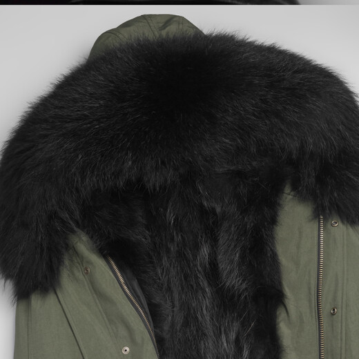 Noletia's new fur all-in-one mid-length fur coat leather coat men's raccoon dog Maoist overcoat winter men's military green 185XXXL