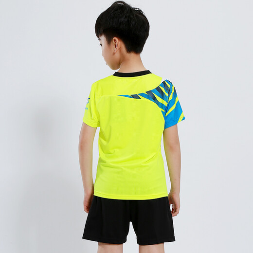 Kurztrocknende Kinderbadminton-Anzüge für Jungen und Mädchen kurzärmelige Sommer-Grund- und Sekundarschüler Tisch Tennis Uniformen Training Uniformen Team Sportswear-Wettbewerb Team Uniformen Running Clothes Shorts Group Drucken Kinderkleidung 3880 Fluoreszenzgrün (gleiche Stil für Männer und Frauen) XL-Code XL Code