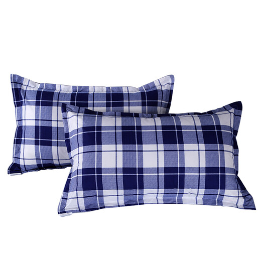 Liu Yi Dormitory Single Pillowcase One Pack Single Envelope Pillowcase One Student Dormitory Male Simple Home Pillow Blue Green Check 40*60cm