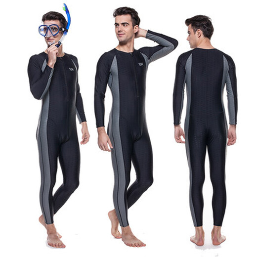 Yobel men's and women's shark skin wetsuit snorkeling quick-drying women's large size long-sleeved one-piece swimsuit full body couple warm jellyfish suit 553 front zipper L