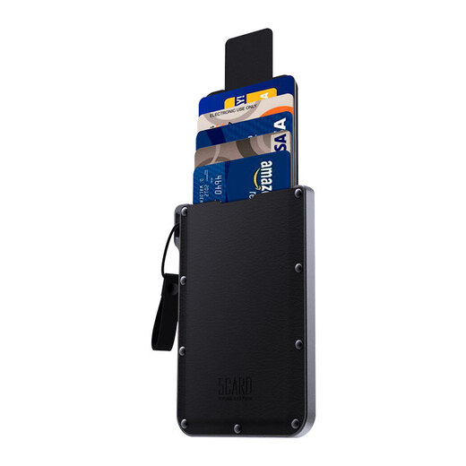 Qimo (Kemy) 5 Card Card Bag Coin Wallet Creative Ultra-dünn Herrenausweis Echtes Leder Multi-Card-Position Frauen, die die Kopfschicht Cowide Clip Card Cover echte Lederversion (schwarz) ziehen