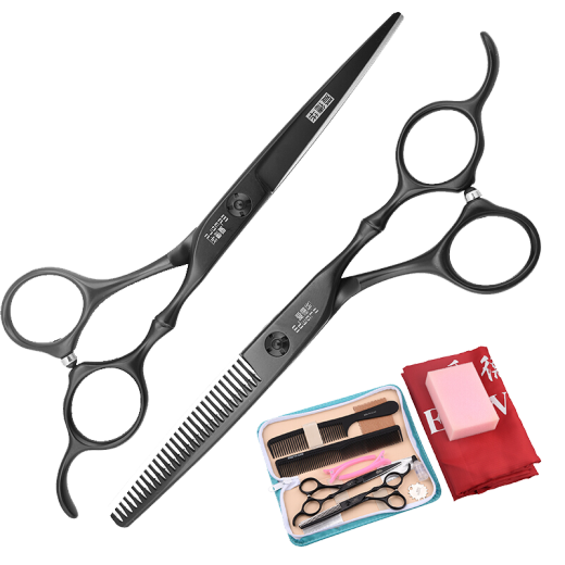 EDWARD hair salon family professional hairdressing scissors flat scissor set hairdressing tool set cool black stainless steel