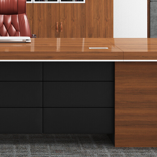 Shengli boss desk office desk simple modern executive desk manager desk office desk and chair combination 2.0*0.8 meters with side cabinet movable cabinet teak color