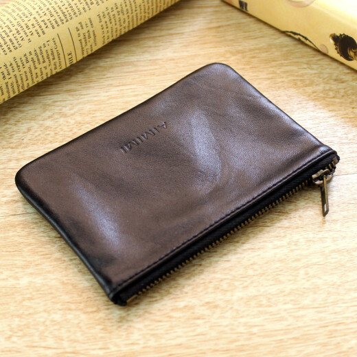 Men's Mini Coin Purse Simple Zipper Coin Bag Women's Small Handbag Key Bag Card Holder Lq Black