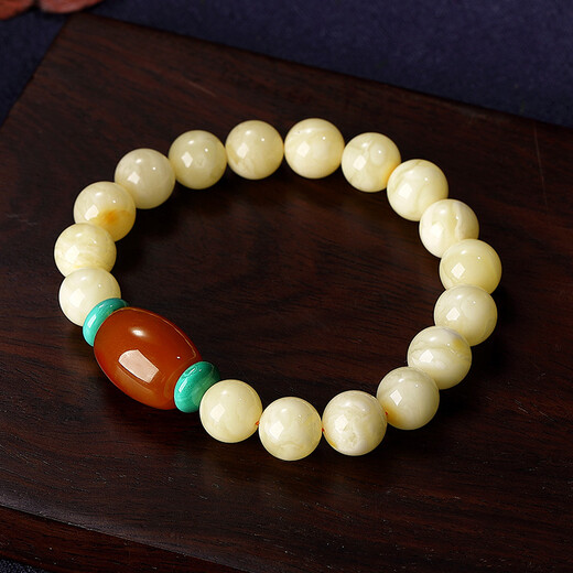 Eugenie Baltic Sea White Nectar Bracelet Unoptimized Full Honey Round Beads Beeswax Amber Women's Single Circle Bracelet South Red Bucket Beads Now Weared and Made