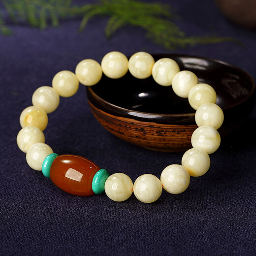 Eugenie Baltic Sea White Nectar Bracelet Unoptimized Full Honey Round Beads Beeswax Amber Women's Single Circle Bracelet South Red Bucket Beads Now Weared and Made
