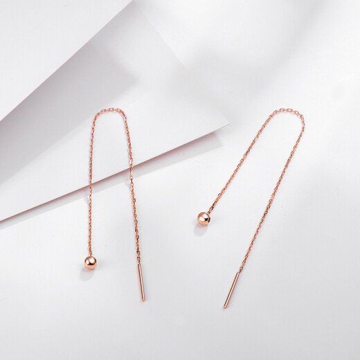 Ming brand jewelry 18K gold ear wire women's color gold rose gold round beads multi-wear long earrings CSH0092 pricing about 0.60-0.70 grams
