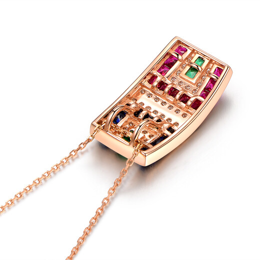 Millais Jewelry 2.36 carat ruby sapphire emerald pendant 18K gold inlaid with colored gemstones necklace gift. Chain not included. The chain can be additionally customized. It takes about 15 working days to customize.