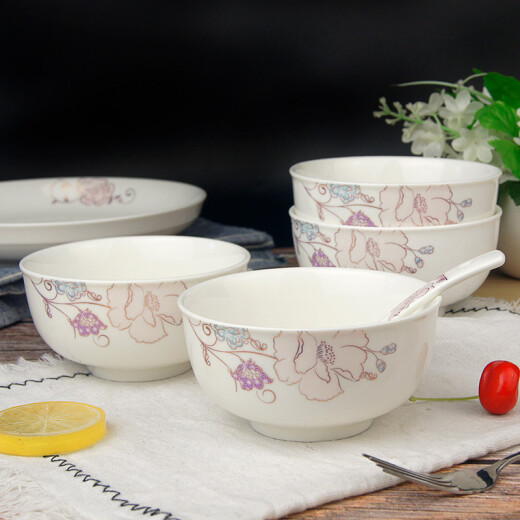 Youzun Ceramics Chinese porcelain tableware bowls rice bowl fresh story 4.5 inches 4-piece set suitable for microwave oven