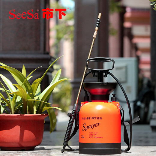 Shixia (seesa) Shixia brand watering kettle, gardening watering kettle, watering flower, pesticide sprayer, agricultural manual air pressure sprayer, 5L elbow telescopic copper rod (recommended model)