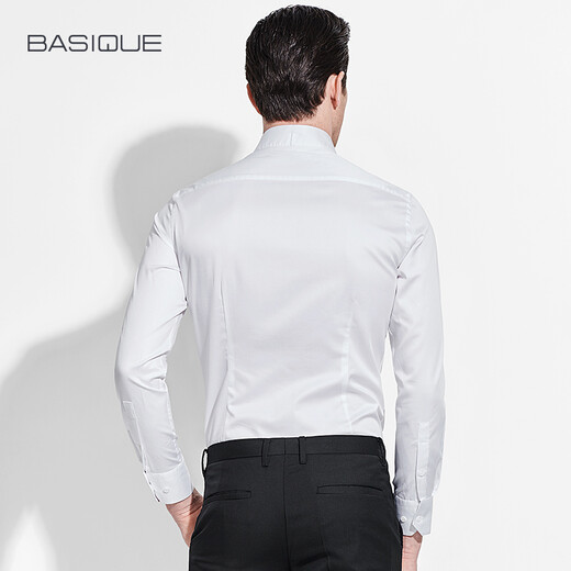 Yuanben Frühling Swallow Kragenhemd Herren Langarm Slim Bräutigam formelles Kleid reines Baumwollhemd Weiß weiß M.