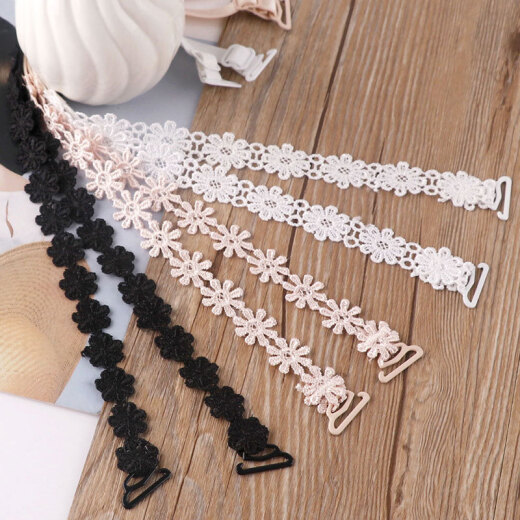 Shoulders Hollow Lace Flower Bra with Underwear Straps Invisible Shoulder Straps Women's Accessories Lace Cross Beauty Back Halter White Plum Blossom