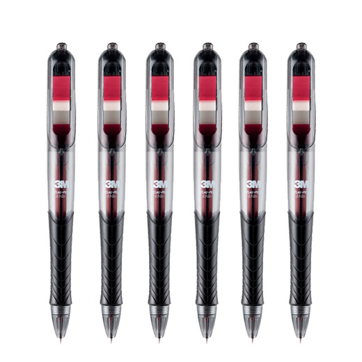 3M 6支装 0.5mm 抽取指示标签中性笔 695-RE 备考笔 红色笔 红色标签