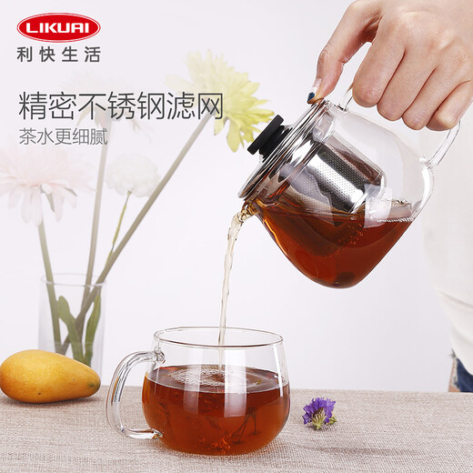 Kinto Japan imported teapot heat-resistant glass stainless steel filter tea set teacup set flower teapot home use pattern 720ml