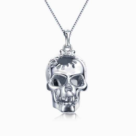 Pt.Charm Platinum Pendant Men's Platinum Necklace Creative Personality Domineering Skull Pendant for New Year's and Valentine's Day for Boyfriend If Not in Stock Can Be Customized Take 15g as an Example