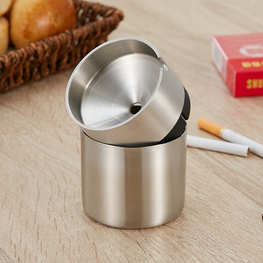 B&y 304 stainless steel ashtray, heightened and thickened ashtray, windproof car cigarette cup, thick material fashionable bar ashtray, 255 single, 304 single and heightened