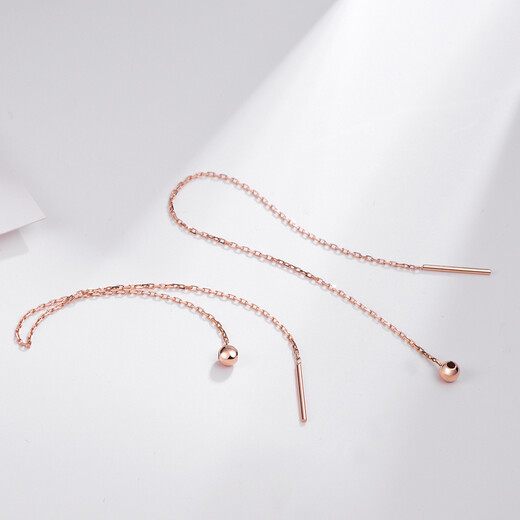 Ming brand jewelry 18K gold ear wire women's color gold rose gold round beads multi-wear long earrings CSH0092 pricing about 0.60-0.70 grams