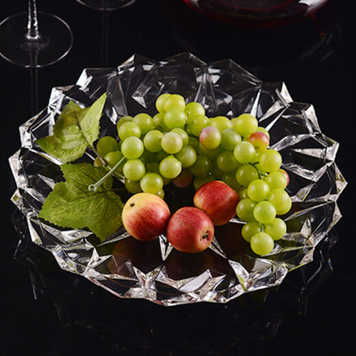 Delisoga glass fruit plate creative ice love model large large capacity European fruit bucket candy dried fruit basket nut snack salad plate living room ornaments home gift decoration