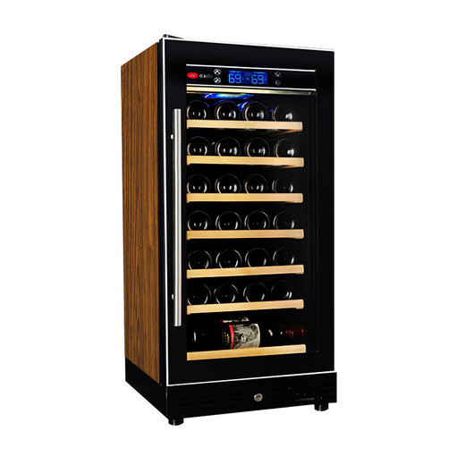 Aokeer AKE-28 red wine cabinet compressor constant temperature wine cabinet beverage refrigerator display cabinet wine cabinet household small vertical office with lock Ming handle brown wood grain