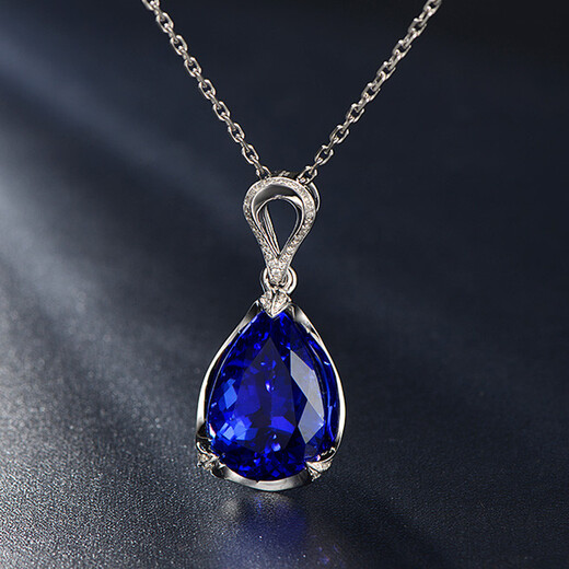 Millais Jewelry 5A grade tanzanite pendant 18K gold pendant set with diamonds women's pendant colored gemstone pear-shaped necklace gift 4.37 carats without chain