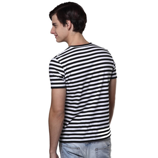 KOOL Men's Fresh Striped T-Shirt Black and White L 122013002023