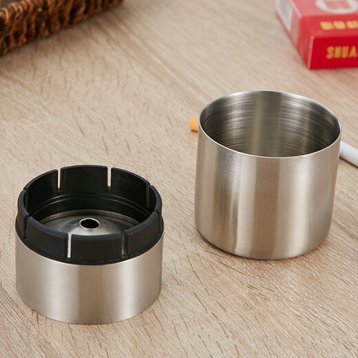 B&y 304 stainless steel ashtray, heightened and thickened ashtray, windproof car cigarette cup, thick material fashionable bar ashtray, 255 single, 304 single and heightened
