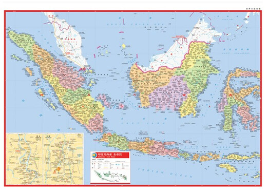 2023印度尼西亚地图 东帝汶地图  对开（594mm×841mm）世界分国地图旅游留学适用 防水覆膜图
