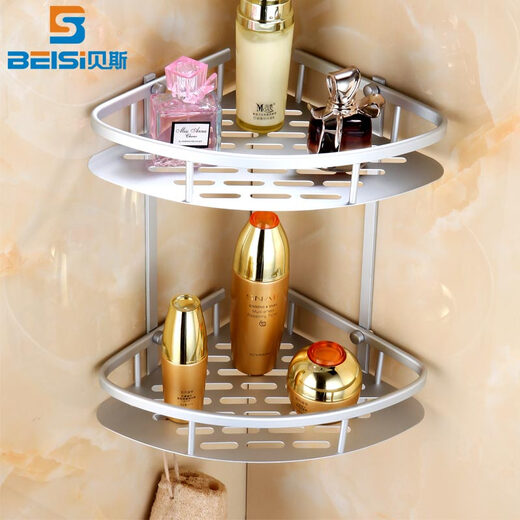 BEISi bathroom storage rack space aluminum single layer corner rack bathroom tripod storage rack wall hanging shelf matte double layer tripod