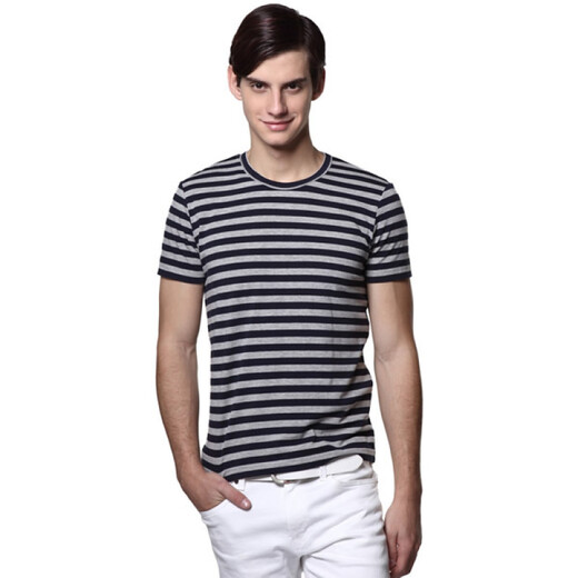 KOOL Men's Fresh Striped T-Shirt Black and White L 122013002023