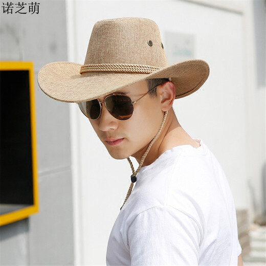 Nuozhi Meng Western Cowboy Hat Men and Women's Sun Hat Beach Hat Large-brimmed Hat Sun Straw Hat Large-brimmed Sun Hat NC677 Dark Coffee All Size
