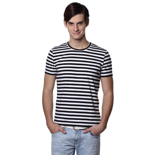 KOOL Men's Fresh Striped T-Shirt Black and White L 122013002023