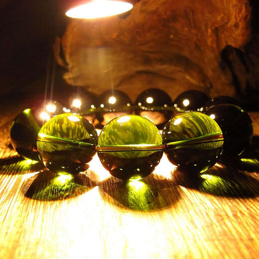 Xiangshiyuan collectible 22mm Czech meteorite bracelet men's glass meteorite bracelet green crystal one thing and one picture