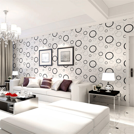 FOOJO self-adhesive wall stickers wallpaper waterproof wall stickers decorative concealer furniture TV background wall renovation film stickers 0.45*10 meters gray and white circle