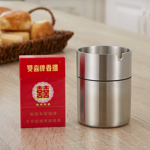 B&y 304 stainless steel ashtray, heightened and thickened ashtray, windproof car cigarette cup, thick material fashionable bar ashtray, 255 single, 304 single and heightened