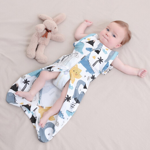 Junbaby baby anti-jump pure cotton sleeping bag four seasons newborn baby swaddle autumn and winter surrender sleeping bag anti-kick quilt swaddle baby supplies tropical dinosaur large size