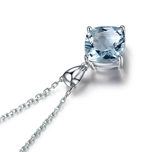 Millai Jewelry 1.35 carat natural aquamarine pendant 18K gold pendant inlaid necklace with colored gemstones customized gift free 925 silver chain