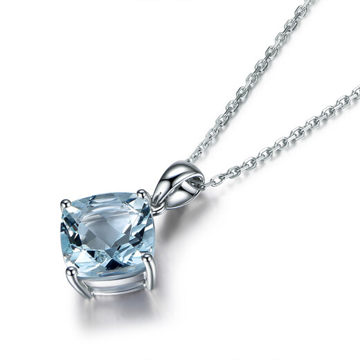 Millai Jewelry 1.35 carat natural aquamarine pendant 18K gold pendant inlaid necklace with colored gemstones customized gift free 925 silver chain
