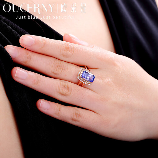 Ottieni Schmuck 3.75 Karat Tansanit Ring 18K Roségold Frauen eingelegtes Diamant Customized 7-10 Tage 18K Roségold müssen angepasst werden