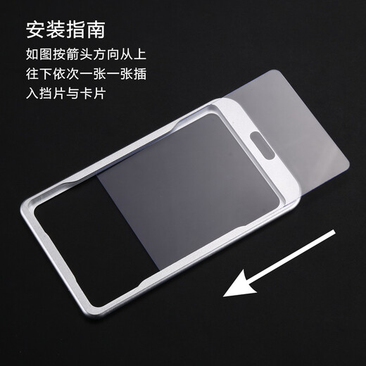 Kafus Doppelseitig transparentes Metall Aluminium-Legierungs-Zertifikat-Zertifikat-Kartenabdeckung Arbeitszertifikat Angestellter Lanyard Badge Anwesenheitszertifikat mit gestreiftem Seil Werksbades Besucherkarten Access Control Card Cover Custom 1002 Silber vertikal + 9889 Silberschnalle Silber Seil 1