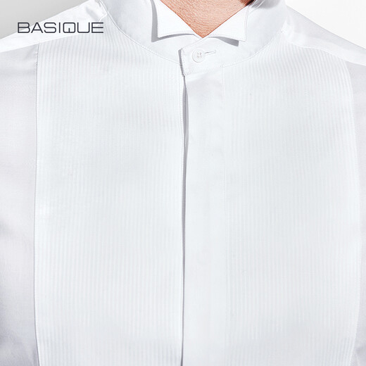 Yuanben Frühling Swallow Kragenhemd Herren Langarm Slim Bräutigam formelles Kleid reines Baumwollhemd Weiß weiß M.