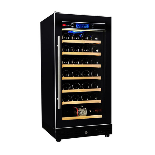 Aokeer AKE-28 red wine cabinet compressor constant temperature wine cabinet beverage refrigerator display cabinet wine cabinet household small vertical office with lock Ming handle brown wood grain